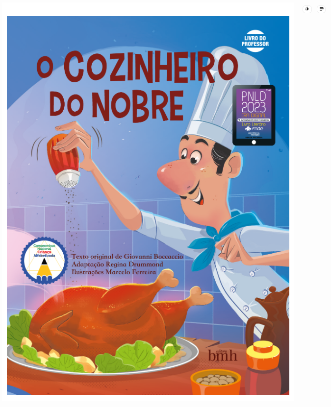 Capa do livro “O Cozinheiro Nobre”, de Regina Drummond. Editora BMH. Produzido no âmbito do PNLD 2023.